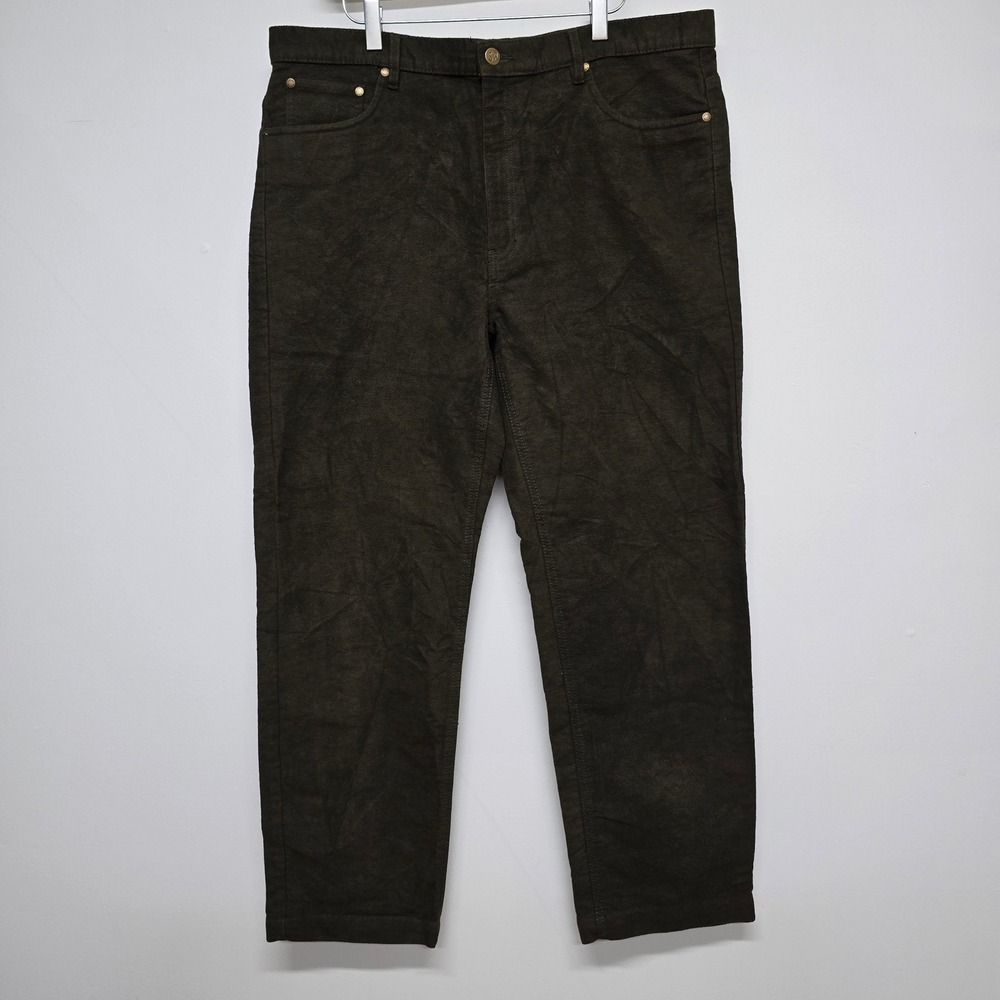 Samuel Windsor Moleskin‎ Pants Mens 38S Green Cotton Straight Country Heritage